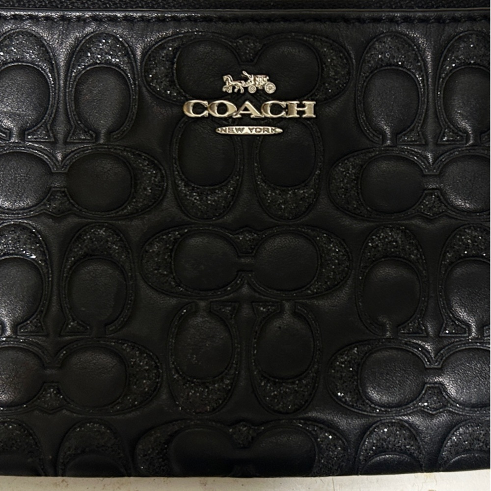 Coach Black Embossed Leather Wristlet